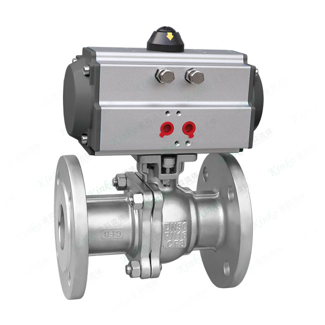 Two-piece pneumatic flanged ball valve