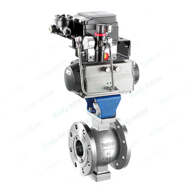 Pneumatic flanged V-type ball valve