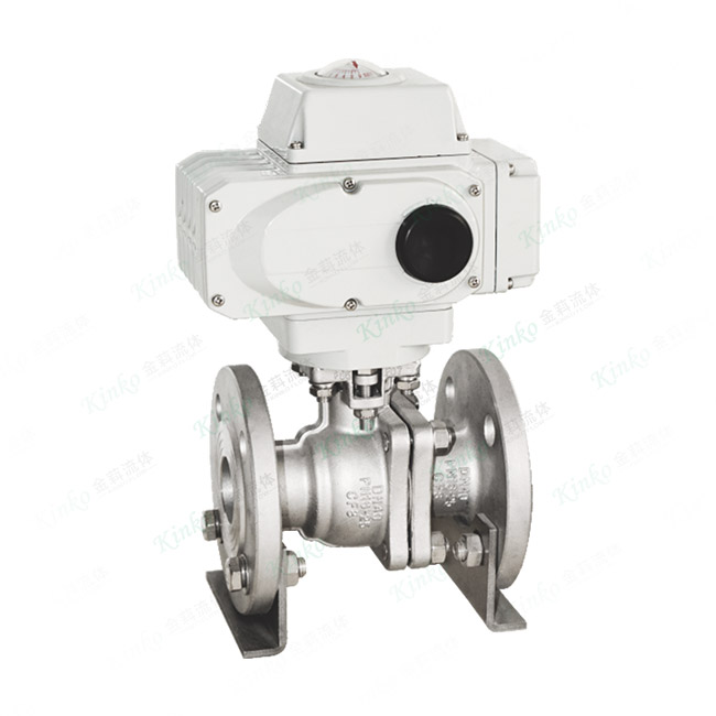 Two-piece electric flanged ball valve