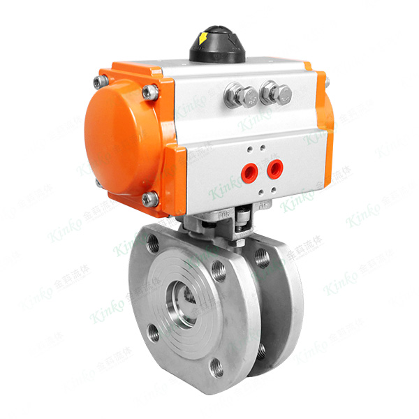 Pneumatic wafer type flange ball valve