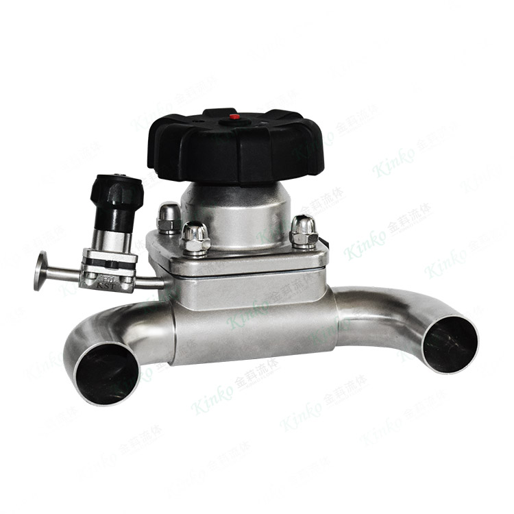 Manual U-shaped three-way welded diaphragm valve